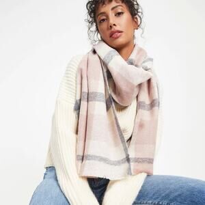 VICI Slush Plaid Blanket Scarf Pink Cream